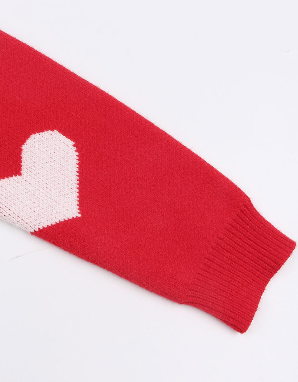 Drvitor Womens Pullover Sweaters Long Sleeve Crewneck Casual Pullover Cute Heart Pattern Knitted Sweater (Red&White, Small)