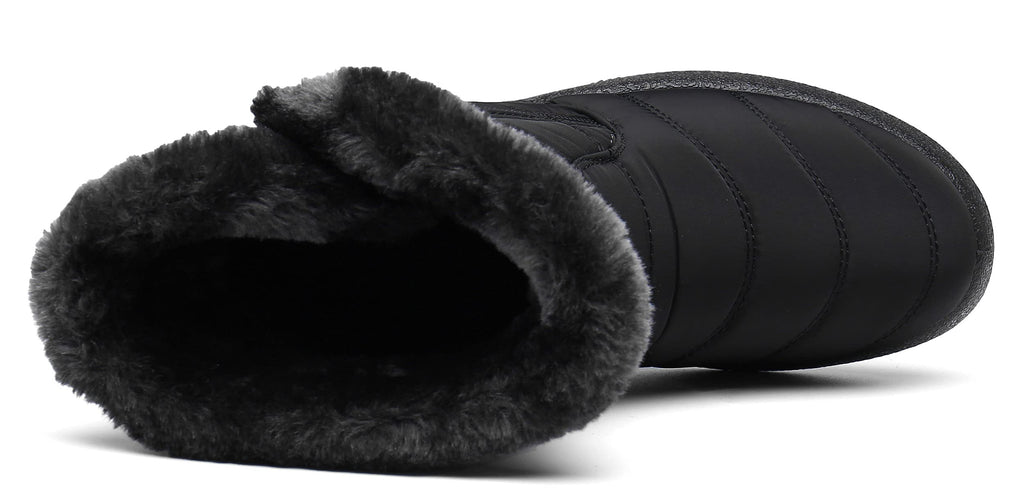 Hsyooes Womens Warm Fur Lined Winter Snow Boots Waterproof Ankle Boots Outdoor Booties Comfortable Shoes for Women,Black,9 M US=Label Size 41
