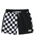 WDIRARA Men's Graphic Print Colorblock Drawstring Waist Active Pocket Shorts Black Checkered Medium