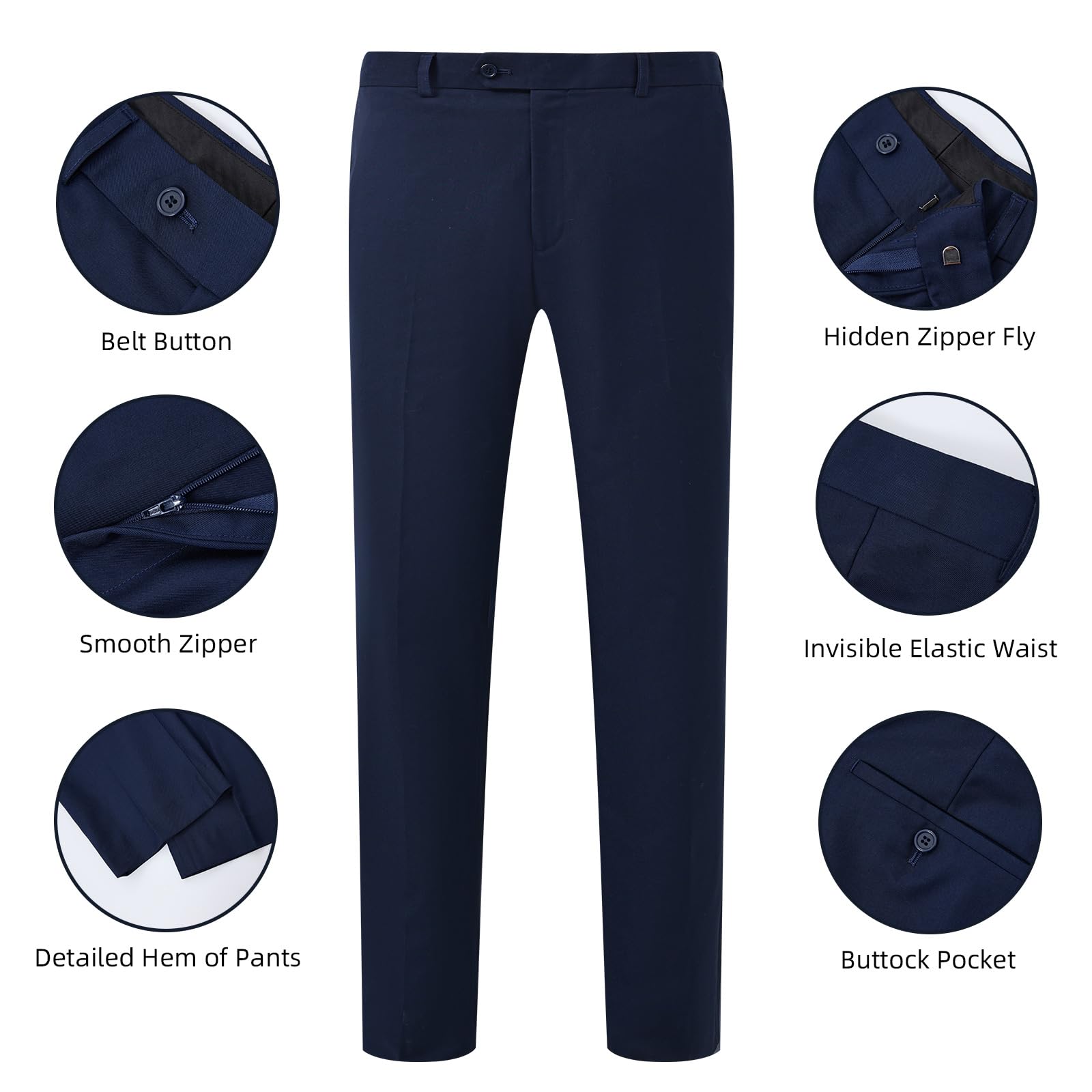 Men's Suit Set 2Pcs Slim Fit Elegant Solid Dress Blazer Pants,Formal Mens Tuxedo Set Single Breasted 2 Button for Business,Weddings,Parties,Proms,Interview,Funeral,Office(QH2501-Navy-1-XS)