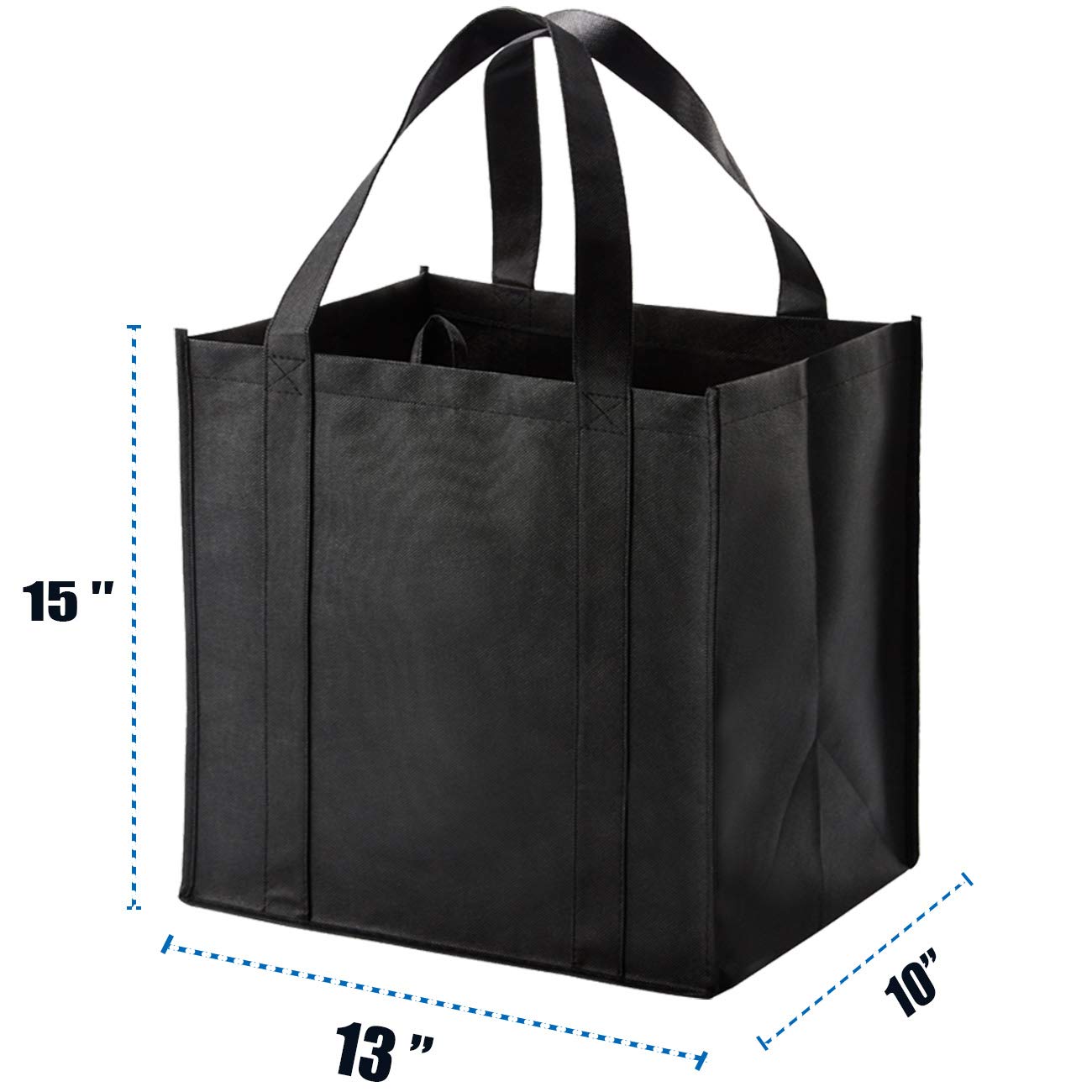 NERUB 10 Pack Reusable Reinforced Handle Grocery Bags - Heavy Duty Large Shopping Totes with Thick Plastic Bottom can hold 40 lbs