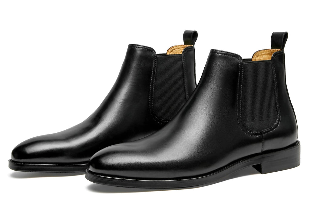 Journey West Mens Chelsea Boots Lace-up Chukka Ankle Boot Leather Dress Boots for Men Black US 8