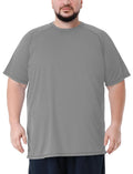 Mens Big and Tall Swim Shirt Sun Protection UPF 50+ Rash Gard Quick Dry T-Shirt Light Grey