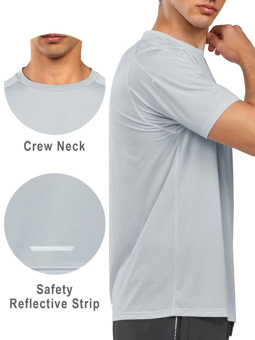 NORTHYARD Men's Athletic Running T-Shirts Quick Dry Workout Shirts Short-Sleeve Sports Gym Tee Tops Performance Activewear Lightgrey M