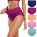 Molasus Women's Soft Cotton Underwear Briefs High Waisted Postpartum Panties Ladies Full Coverage Plus Size Underpants Pack of 5,XX-Large