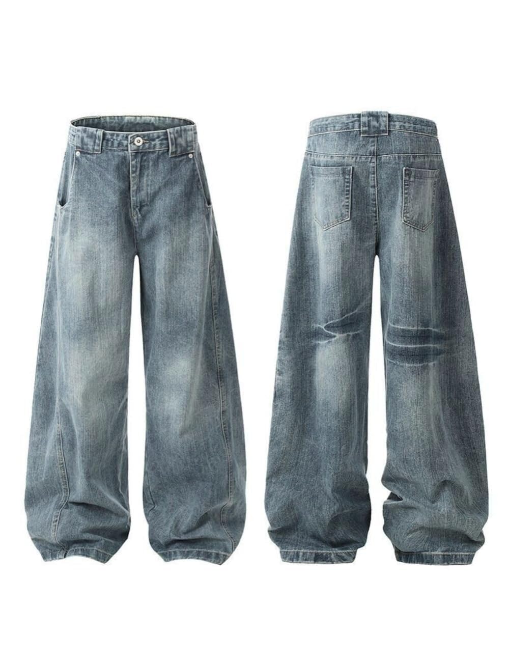 OTEEGX Barrel Baggy Jeans for Women Men Wide Leg Low Rise Jeans Loose Oversized Boyfriend Pants Aesthetic Clothes Blue1-L