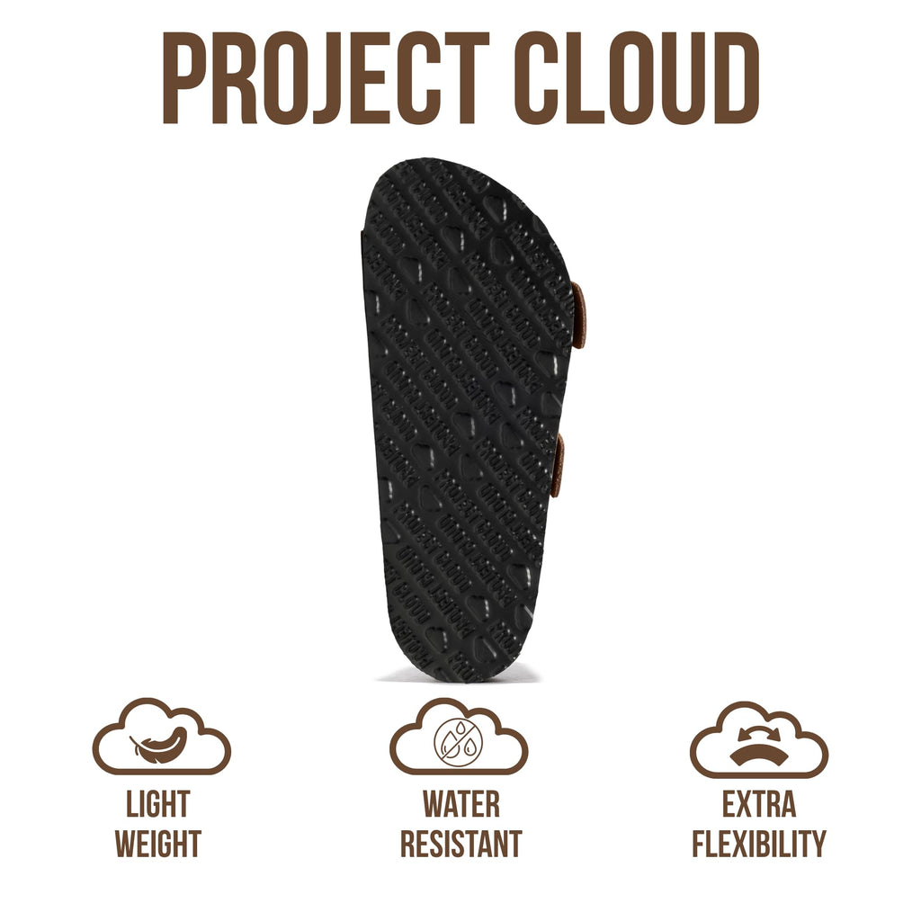 Project Cloud 100% Genuine Leather Beach Sandals for Women 2026 with Lightweight & Comfortable Slides for Women - Non Slip with Memory Foam Slingback Womens Sandals 2026 (Garda, Tan Rosegold,10M)