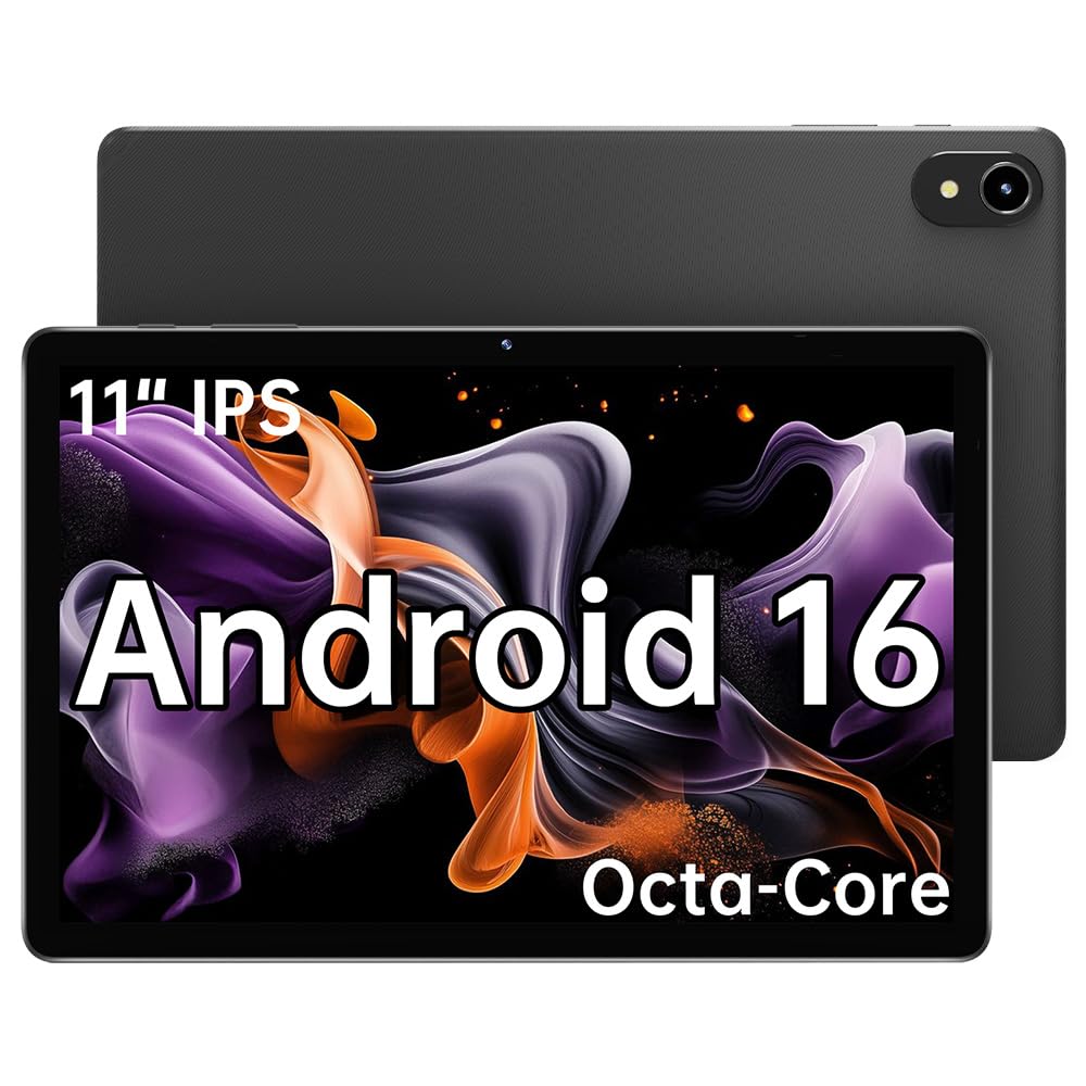 ApoloMedia 11" Tablet, 2025 Android 16 with Octa-core Processor, 8GB RAM+128GB ROM(1TB Expandtion), 7000mAh Battery, HD IPS Large tableta,WiFi 6&BT5.0, Support GMS (Case not Included)