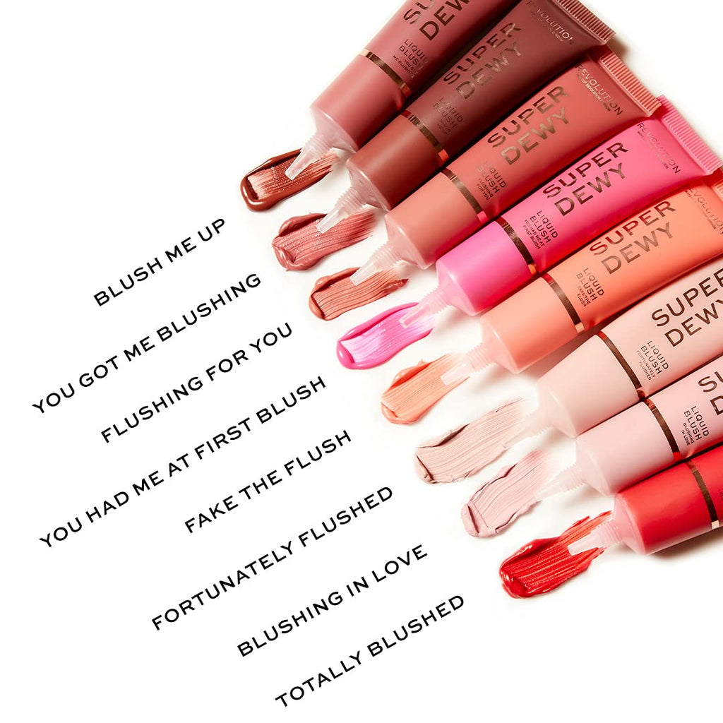 Revolution, Superdewy Liquid Blush, Richly Pigmented & Buildable, Blendable Formula, Flushing For You, 0.5 fl oz