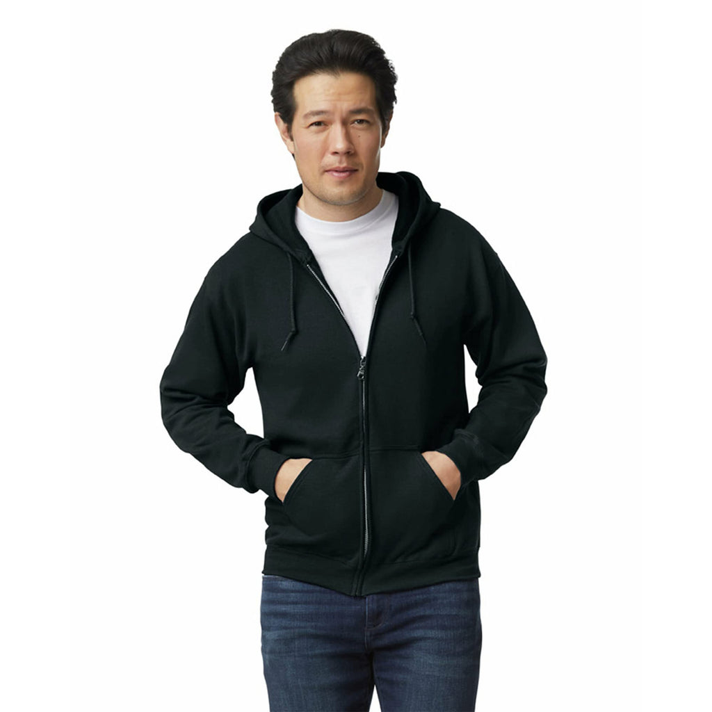 UGP Campus Apparel Gildan Men's Fleece Zip Hooded -Sweatshirt, Style G18600, Black, Large
