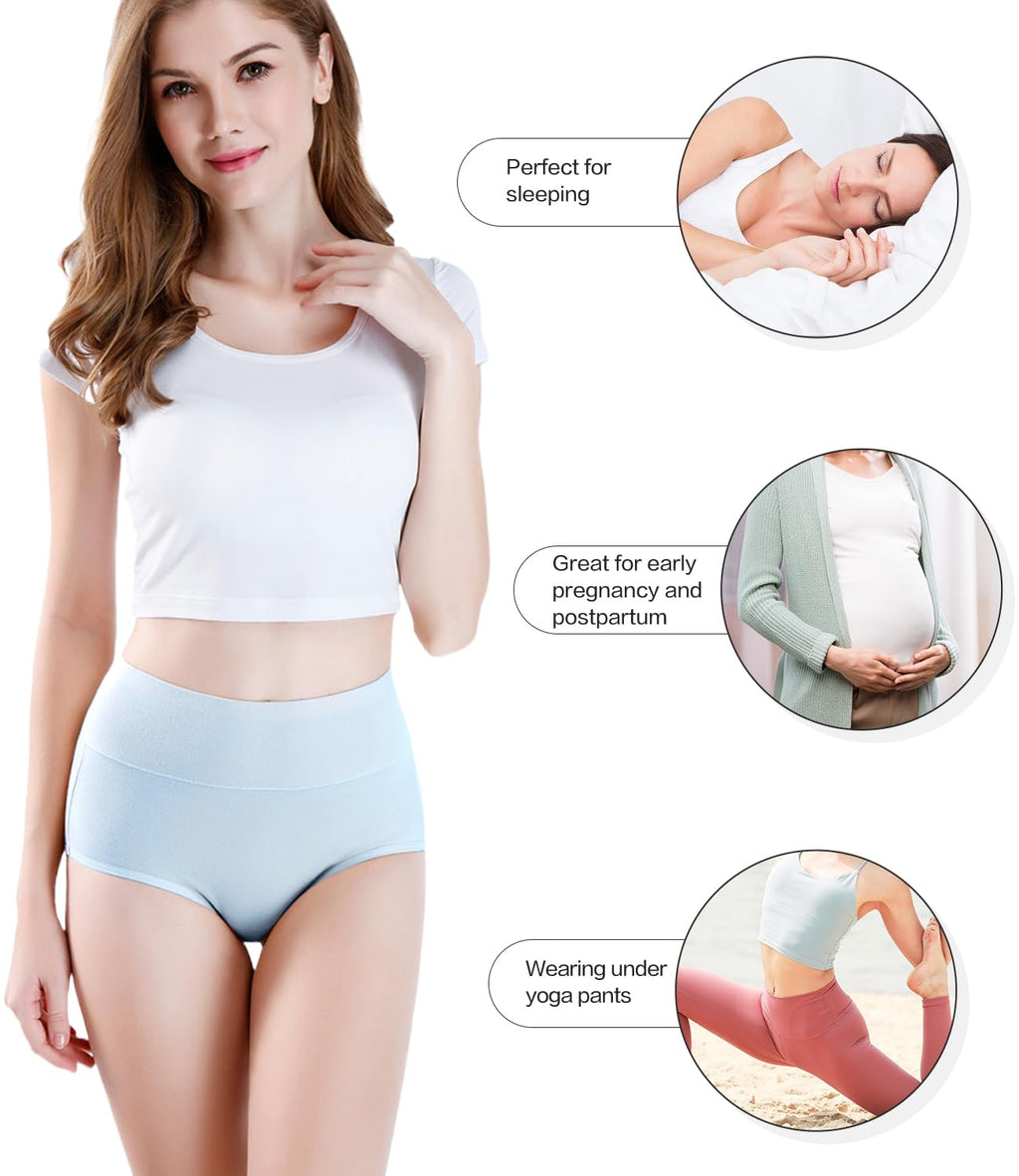 wirarpa Women's Underwear High Waisted Ladies Cotton Panties Soft Full Coverage Briefs 5 Pack Multicolor 2X-Large