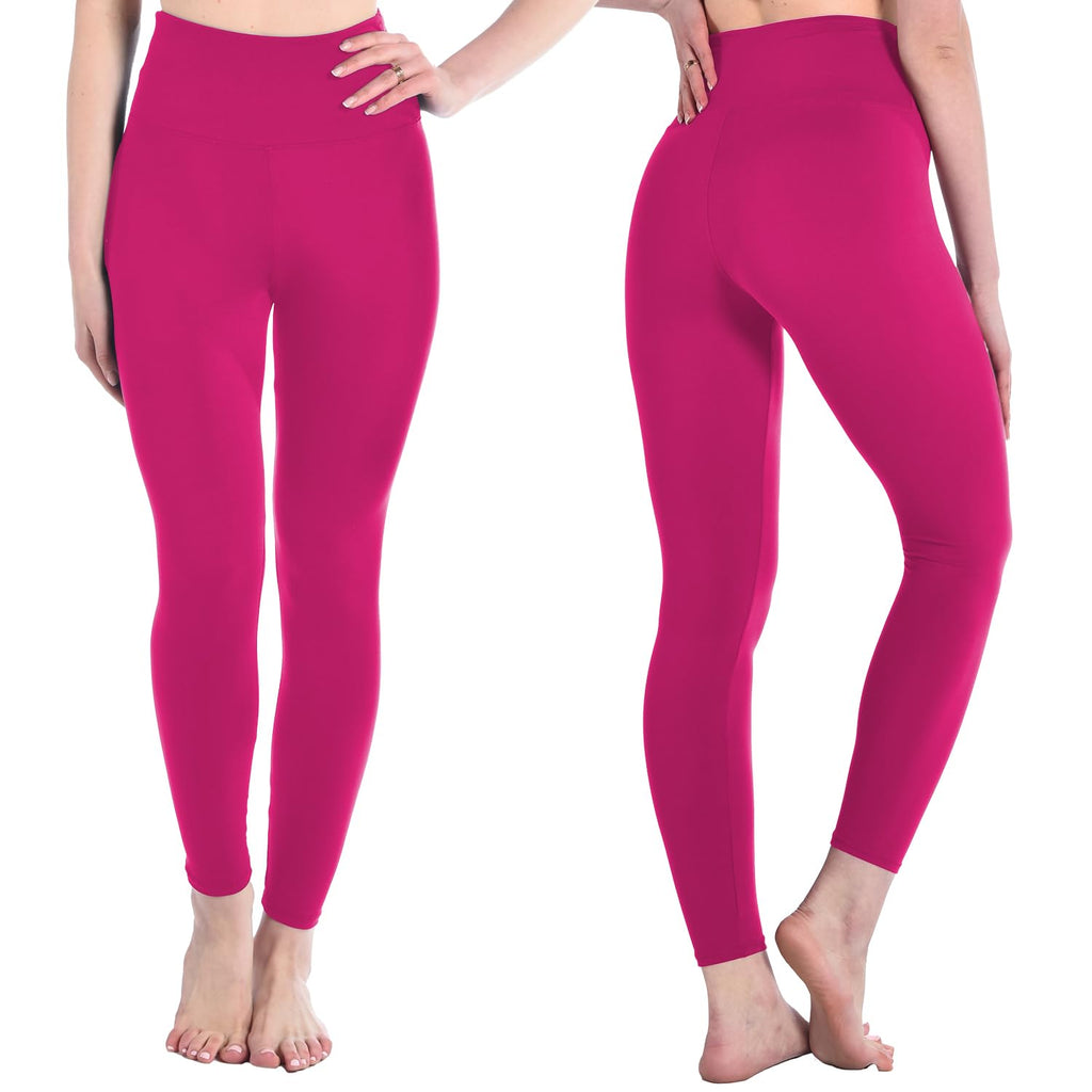 Stanpetix Leggings for Women - Women's High Waisted Workout Pants Running (Rose Pink,Full Length,L-XL)