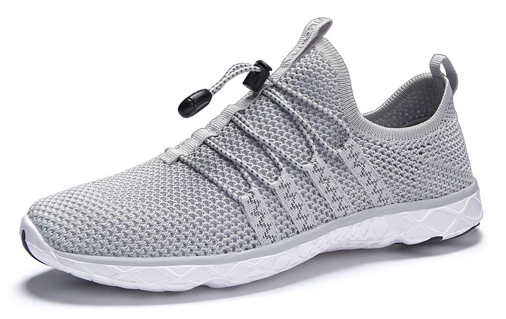 DLGJPA Men's Quick Drying Water Shoes for Beach or Water Sports Lightweight Slip On Walking Shoes LightGray 10