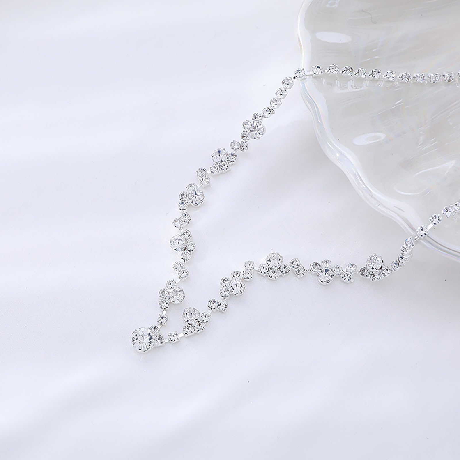 Tatibana Crystal Wedding Jewelry Set, Silver Necklace Earrings, Bracelet Crystal Bridal Wedding Jewelry Sets, For Brides Prom Costume Accessories or Party Accessories