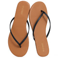 KIDMI Thong Flip Flops for Women - Memory Foam Summer Beach Sandals for Women - Vegan Leather Flat Sandals, Brown/Black EU 36