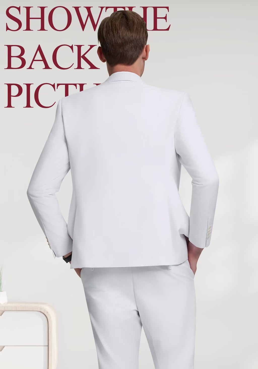 Double Breasted Suit Mens Slim Fit 2 Piece Mens Suit Blazer Dress Pants Set Formal Easter White Suit Men Prom Tuxedo Men M