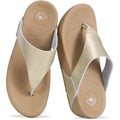 Project Cloud Genuine Leather Women’s Sandals – Thong Flip Flops with Plush Soft Insole, Arch Support & Non Slip Outsole – Comfortable Beach & Summer Slides (Arlo-GOLD-10)