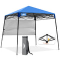 EAGLE PEAK 8x8 Pop Up Canopy Tent with Sidewall, Compact, Portable Slant Leg Instant Sun Shelter for Beach, Sports, & Camping, 8x8 Base 6x6 Top, Blue