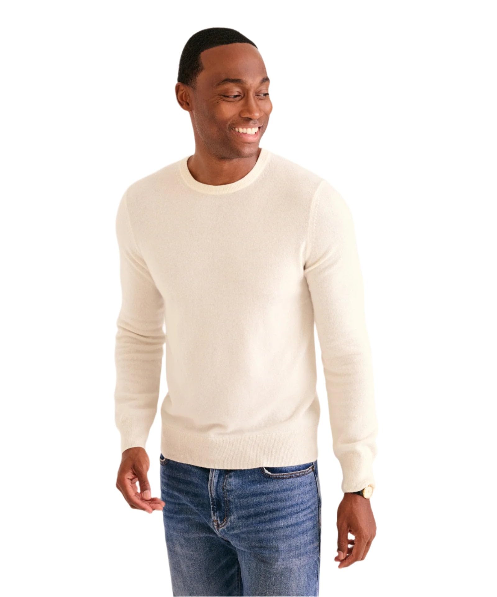 NAADAM The Original Cashmere Crewneck Sweater,White,XL
