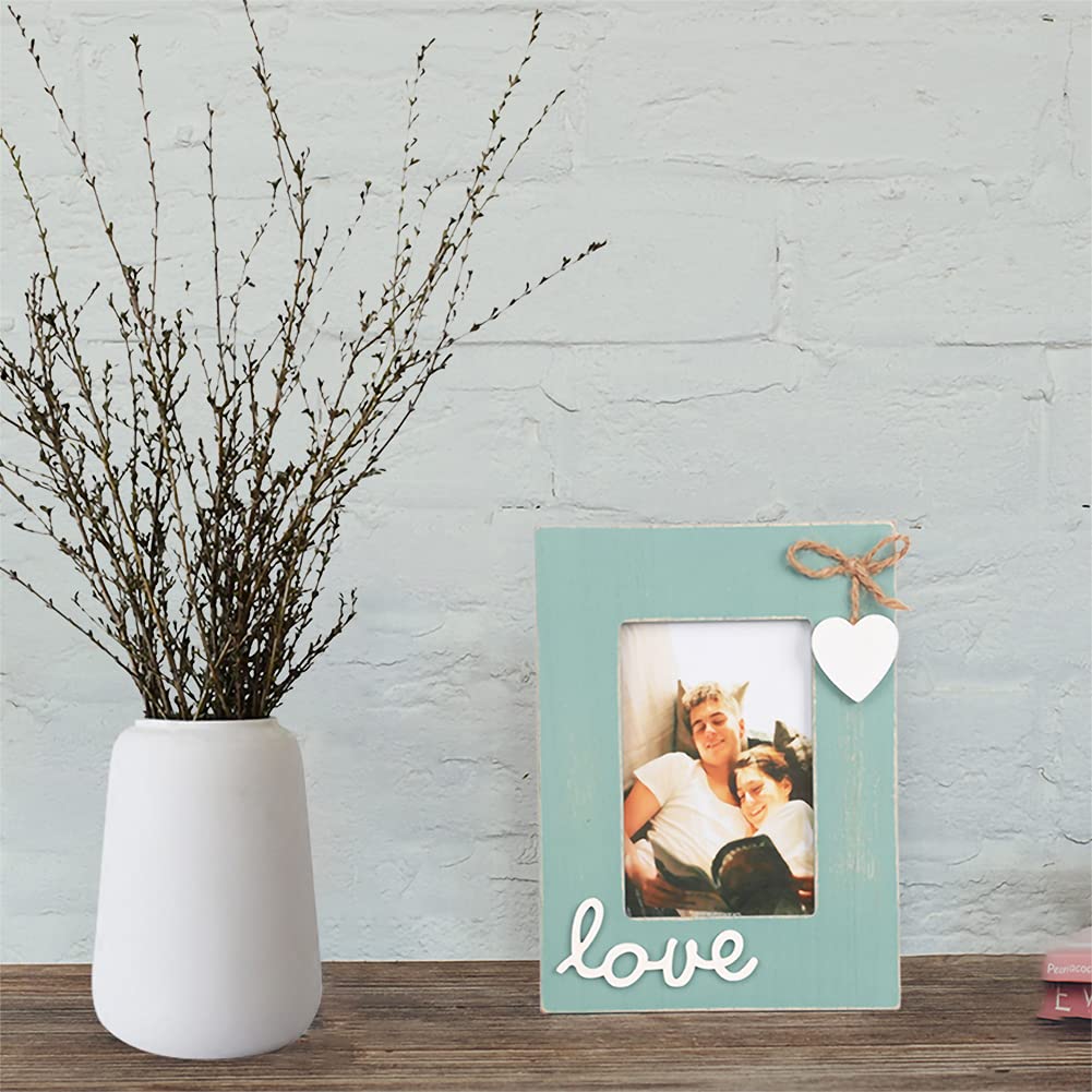 U/D Teal Picture Frame for Love 4x6,Blue Heart Photo Frame for Boyfriend and Girlfriend Gift,Couple,Family