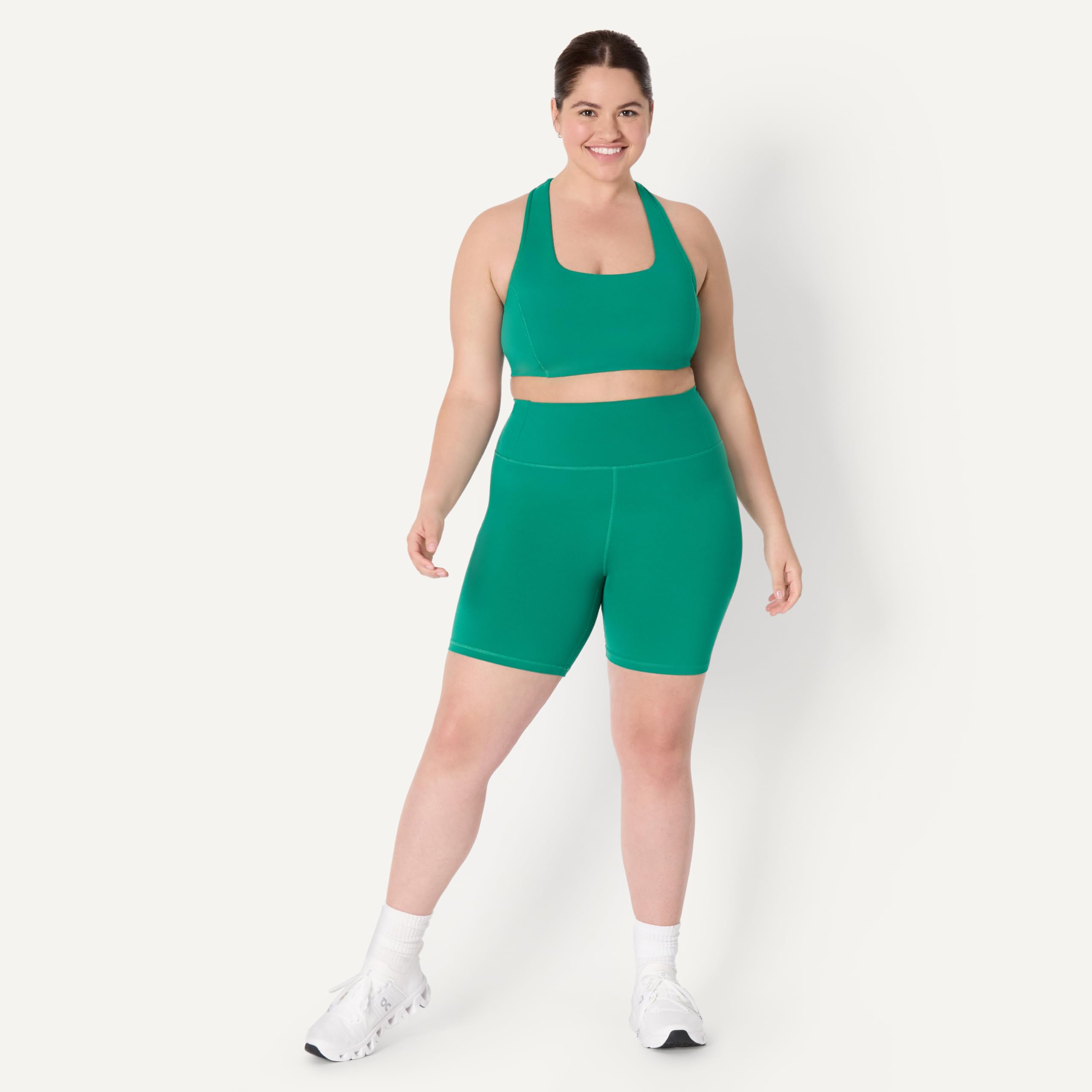 Amazon Essentials Women's Active FormFlex Buttery Soft High Waist Biker Shorts, Emerald Green, X-Large