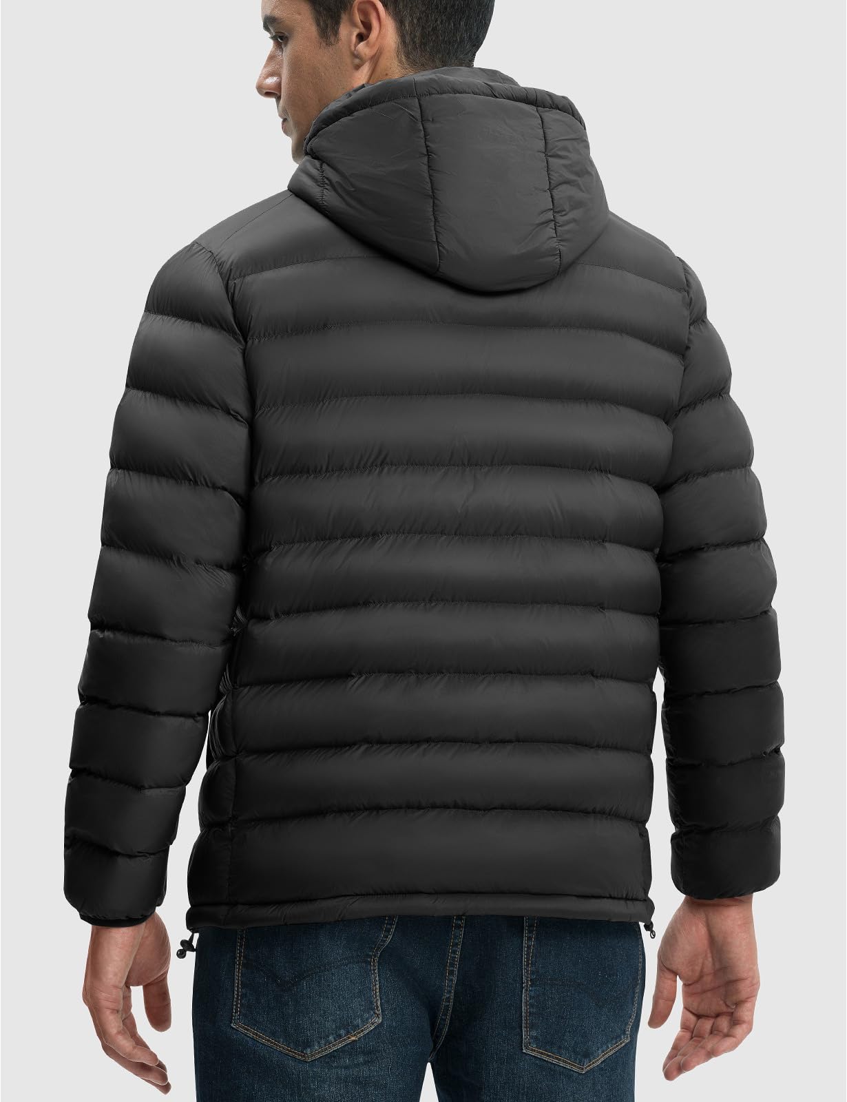 Rdruko Men's Puffer Jacket with Detachable Hood Lightweight Water Resistant Insulated Winter Puffy Coat, Black, 3X-Large