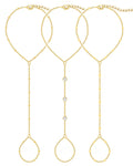 3PCS 14K Gold-Plated Hand Chain Bracelets for Women, Stack Bracelets Set Adjustable, Dainty Ring Bracelet Hand Chain