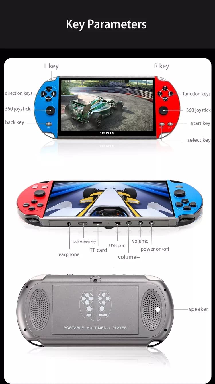 TCDSTAR Original factory 16GB Retro Handheld Games Player x 12 plus 10000games Portab 7 Inch e-book MP5 Video Game Consoles Birthday Gift for Adults non children's toys