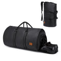 Carry On Garment Backpack, 3 in 1 Waterproof Mens Garment Bag for Travel Business, Leather Duffel Bag with Shoe Compartment -Black