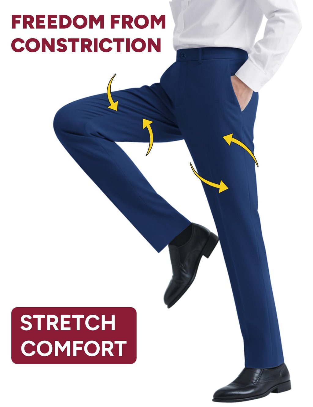 Pacific Perfect Mens Suits Regular Fit Slim Fit 2 Piece Navy Blue Tuxedo Classic Fit with Stretch Fabric Mens Suit for Business, Wedding, Prom, Party (Regular, 36R)