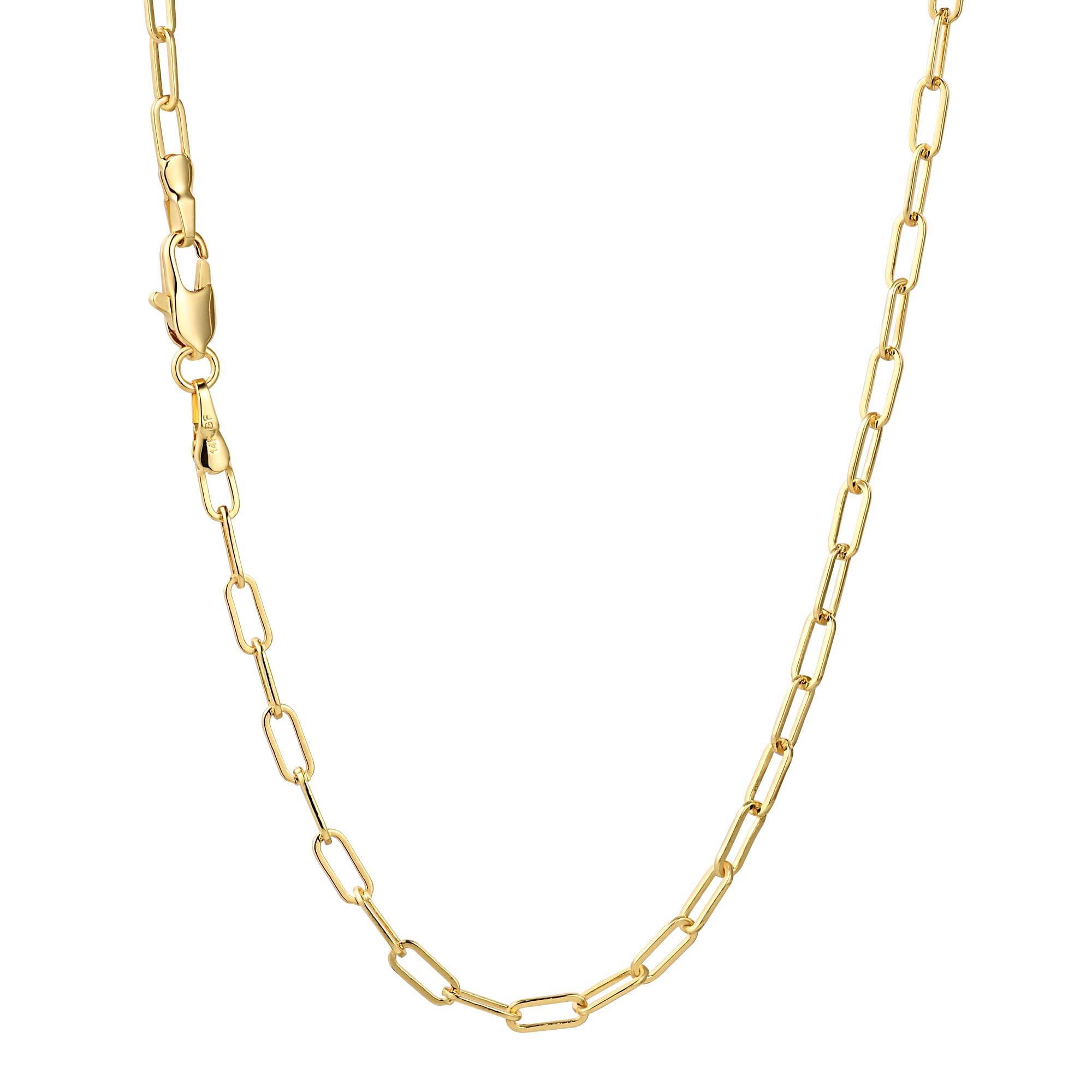 AHSIWC 14K Gold Chain Necklaces 2.5mm Paperclip Chains for Women Trendy Non-tarnish Necklace Unisex Gold Jewelry Gifts Sweat Proof and Fade Resistant Lifetime Quality（18-24Inches）