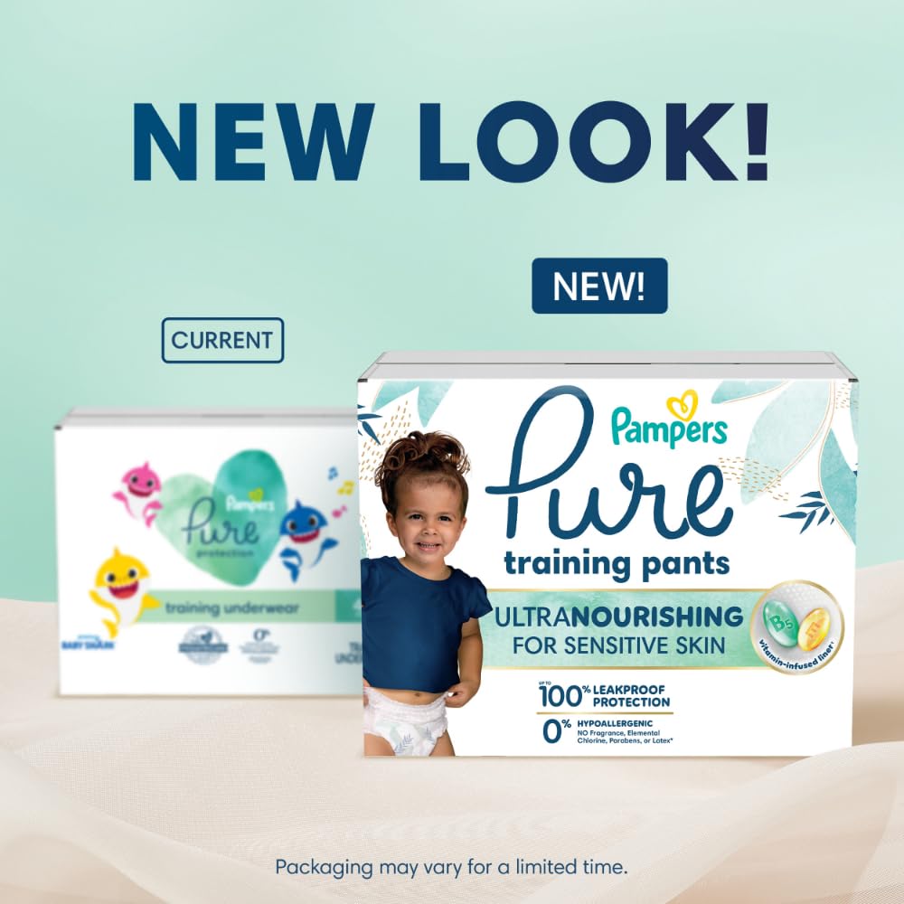 Pampers Pure Protection Training Underwear, Unisex, Size 2T3T, 60 Count, Premium, Hypoallergenic, Soft, Absorbent