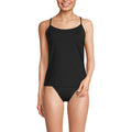 Lands' End Women's Tugless Quickdry Adjustable Strappy Back Tankini Top 2 Black