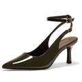 GotSoft Womens Pointed Toe High Heels Slingback Stiletto Ankle Strap Pumps Dress Shoes, Army Green, Size 6