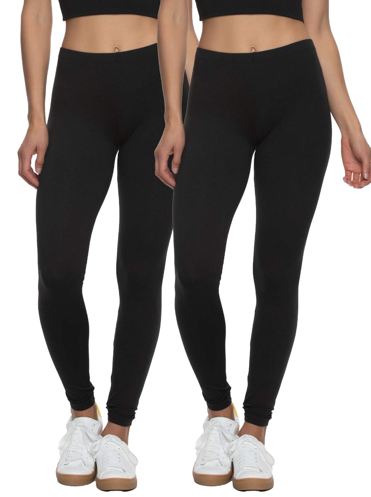Felina Velvety Super Soft Lightweight Leggings 2-Pack - for Women - Yoga Pants, Workout Clothes Black