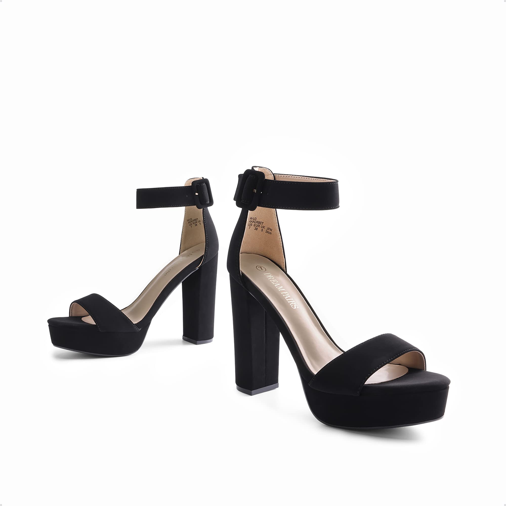 DREAM PAIRS Womens HI-LO High Heel Platform Pump Sandal Orinthia,Size 7,Black/Nubuck,HI-LO