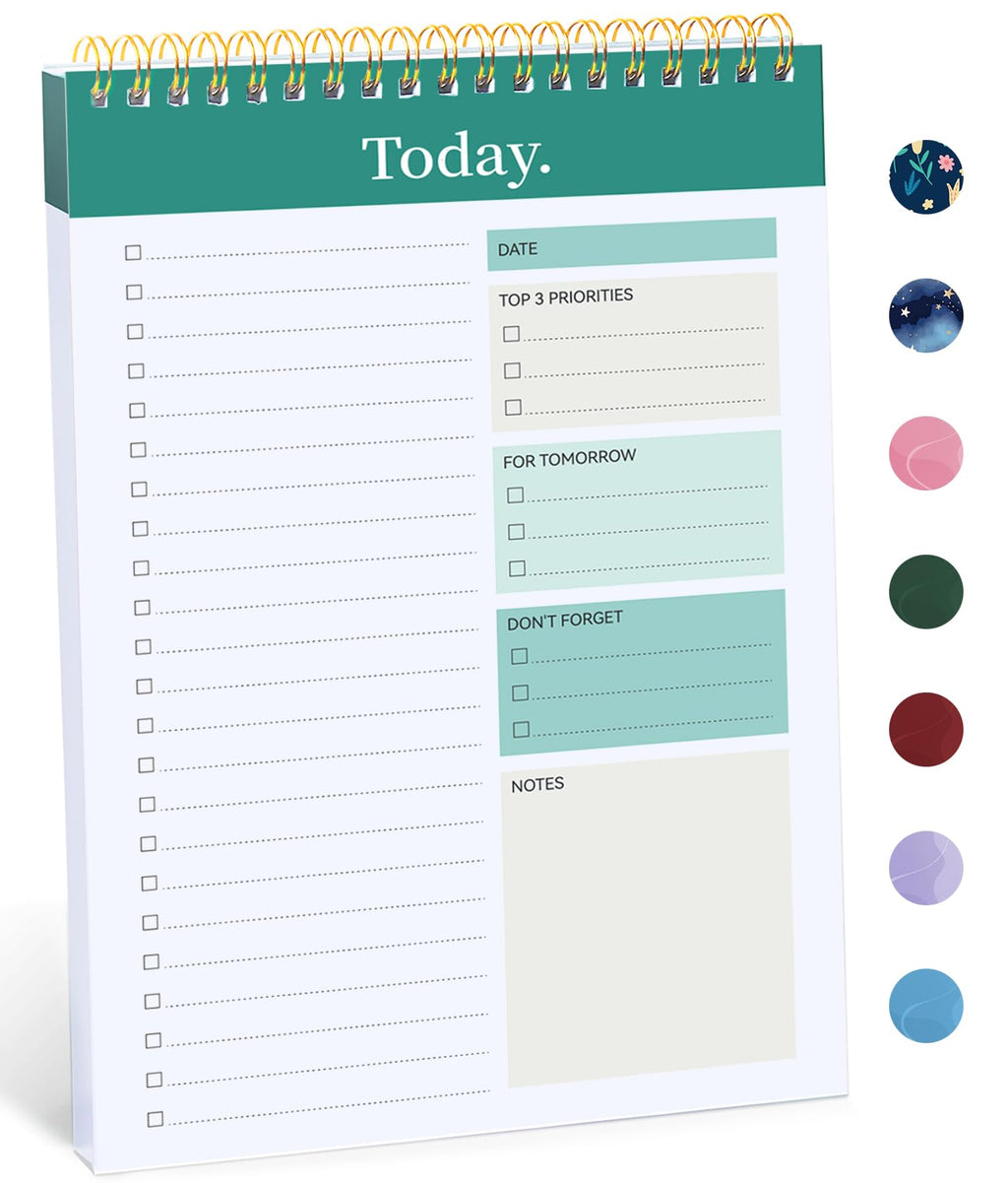 Taja To Do List Notepad - To Do List Notebook for Work with 52 Sheets, 9.8" x 6.5", Undated Daily Planner Perfect for Daily Tasks and Goal Setting, Notepad Suitable for Office, Home & School - Greenery Sway