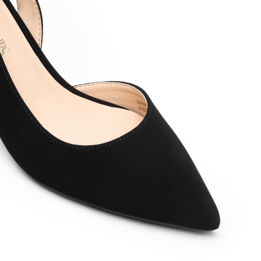 DREAM PAIRS Women's Kitten Heels Slingback Closed Pointed Toe Low Pumps Shoes Women Party Wedding Sexy Casual Dress Shoes,Size 8,Black-Nubuck,SDPU2454W