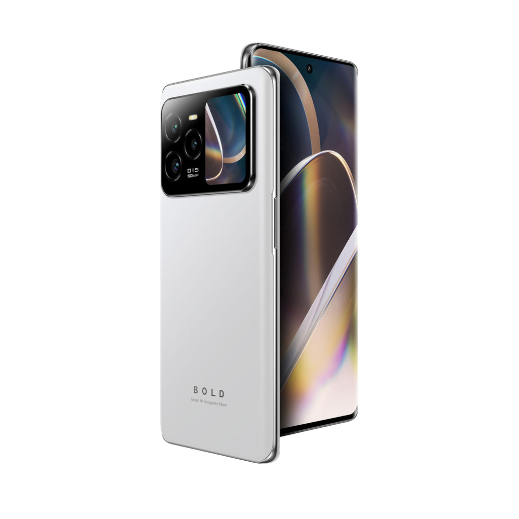 BLU Bold N4 5G | Unlocked | 6.78” Curved Display + 1.74” Rear Display | 50MP + 16MP Selfie | 512/8GB I NFC I Android 15 | US Version | US Warranty | White