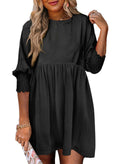 Dokotoo Womens Plus Size Spring Dresses for Women Wedding Guest Empire Waist Cute Tunic Babydoll Dress Casual Short Sleeve Flowy Western Cowgirl Country Shirt Dress Church Black Dresses for Women L
