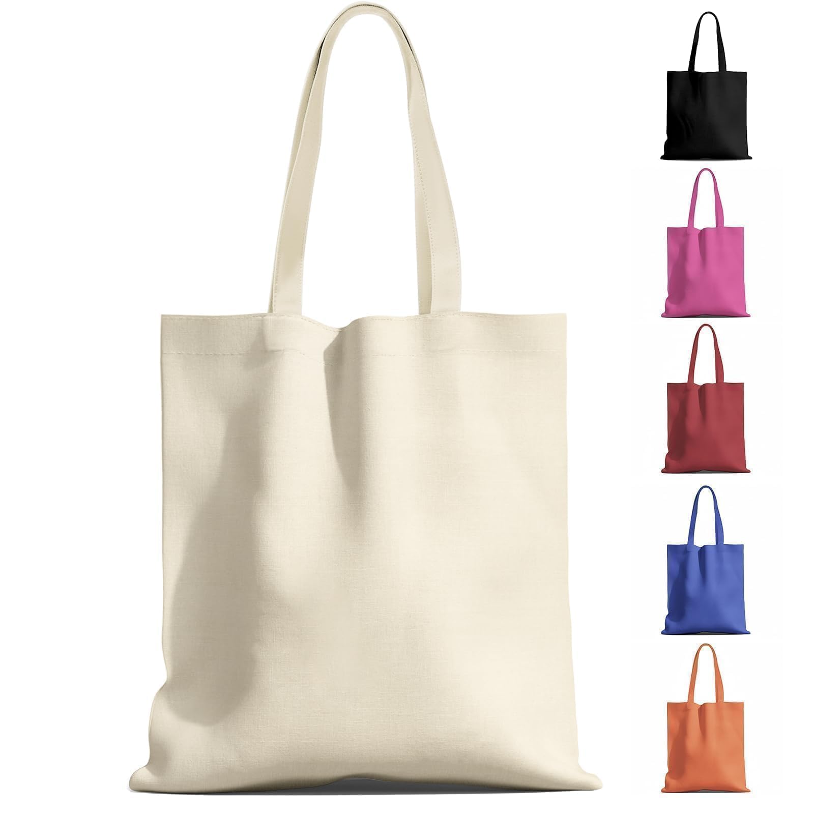 MOLOVA 1-200 Pack Available Premium Canvas Reusable Tote Gift Bags,Made of Natural Canvas with Handle,Work,DIY,Shopping(1 Pack)