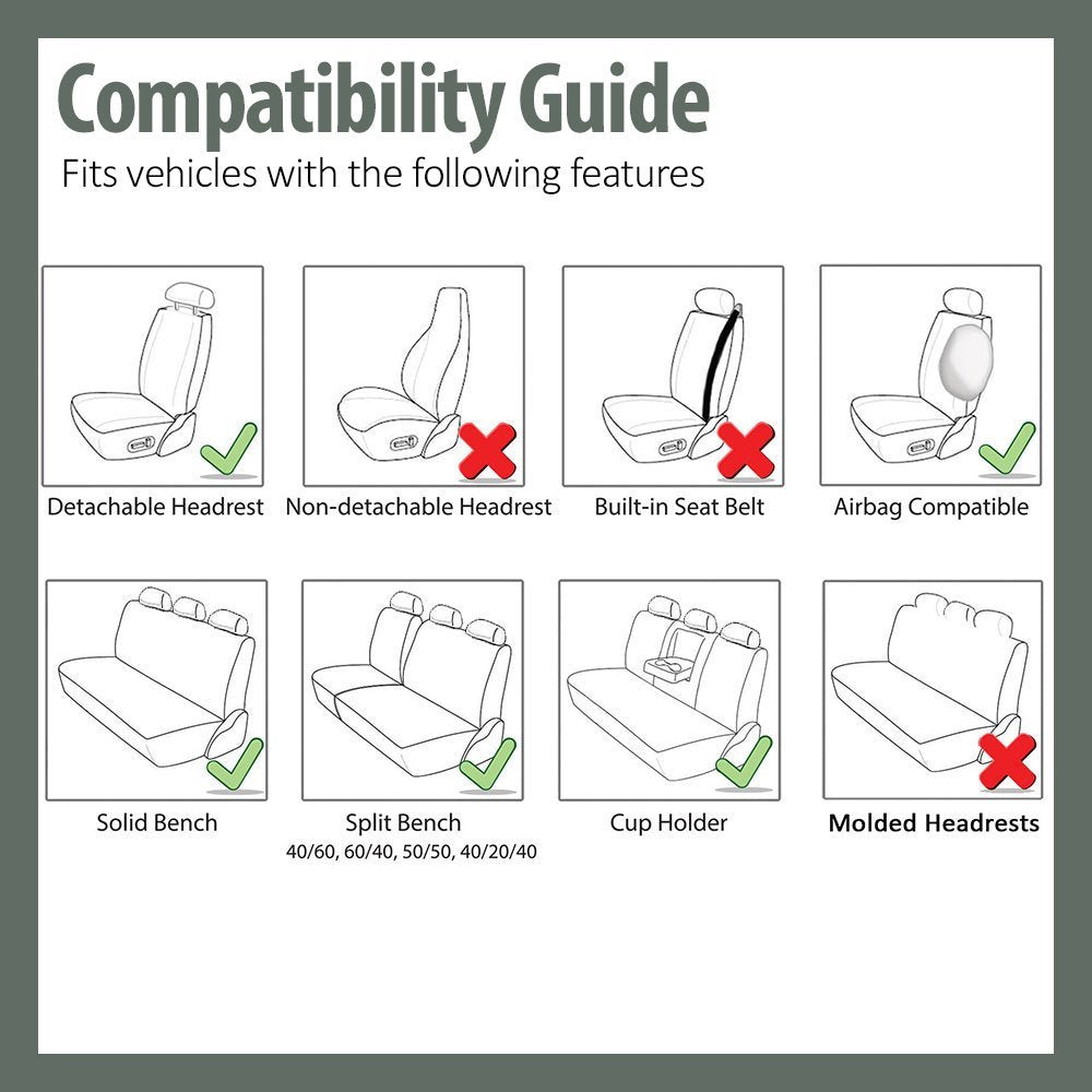FH Group Full Set Light and Breezy Car Interior Covers-Front and Rear Split Bench Beige Seat Covers,Universal Fit for Cars, Trucks and SUVs