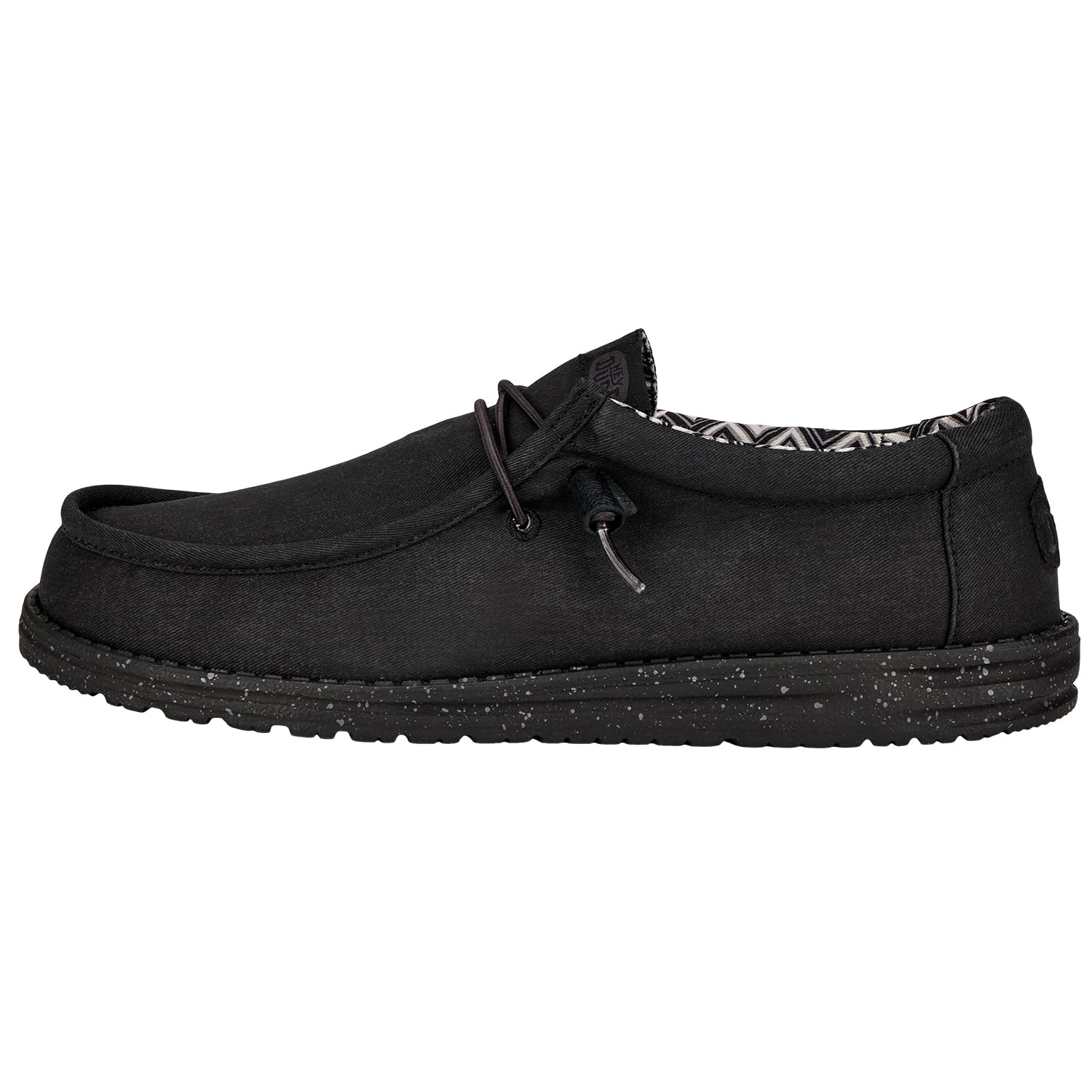 HEYDUDE Men's Wally Stretch Canvas Black/Black Size 12 | Men's Shoes | Men Slip-on Loafers | Comfortable & Light-Weight
