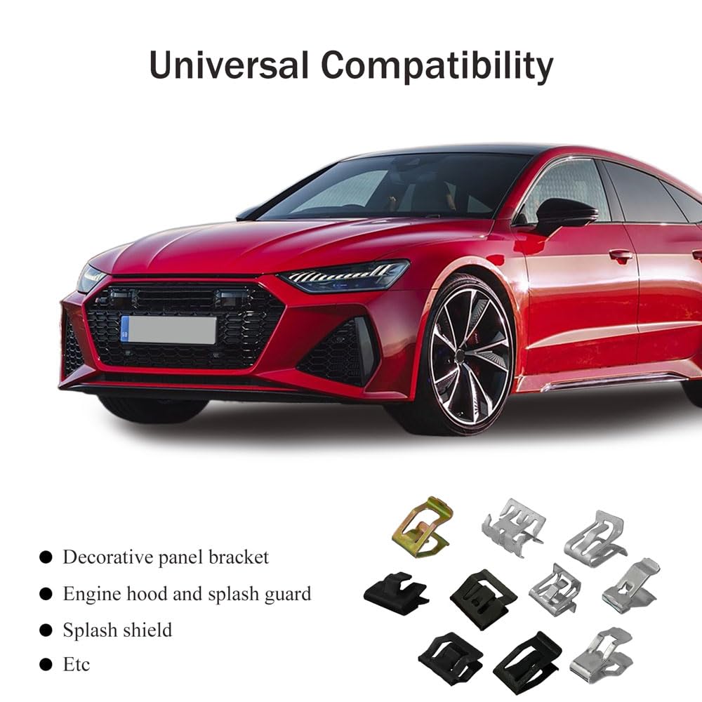 Tecledsn 100Pcs 10 Sizes Auto Car U-Clip Metal Trim Panel Spring Clip Trim Moulding Clip Kit 4A0-867-276A Replacement for Most Cars