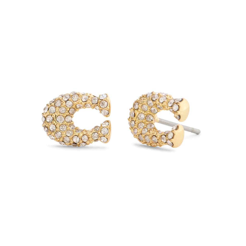 COACH Jewelry Women's Pavé Signature C Stud Earrings