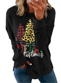 Dokotoo Oversized Women's Christmas Sweatshirt Long Sleeve Loose Fit Christmas Tree Basic Pullover Tunic Shirts Tops Sweatshirts for Women 2026 Fashion Fall Black X-Large