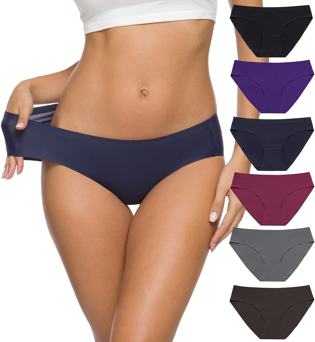 Altheanray Women’s Seamless Underwear No Show Panties Soft Stretch Bikini Underwears 6 Pack(3081M-color9)