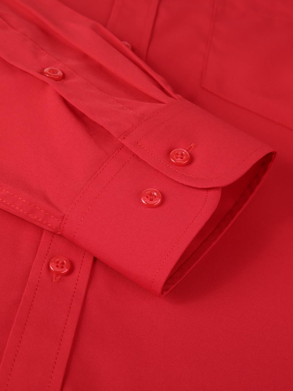 Men's Dress Shirts Long Sleeve Button Down Shirt Business Formal Stretch Shirt Regular Fit with Pockets Red Large