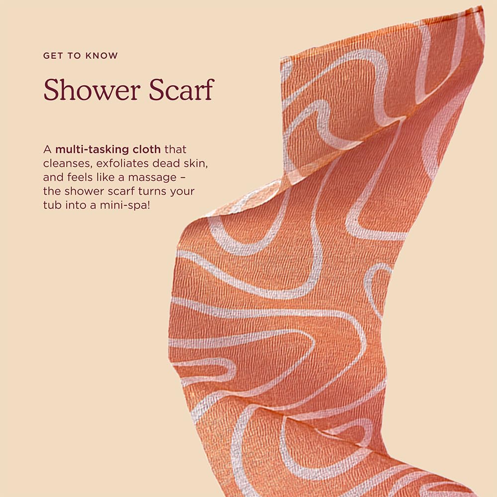 HANNI Extra-Long Shower Scarf, Japanese-Inspired Exfoliating Body Scrubber, Loofah-Like Wash Cloth for Dead Skin Removal (Pack of 1)