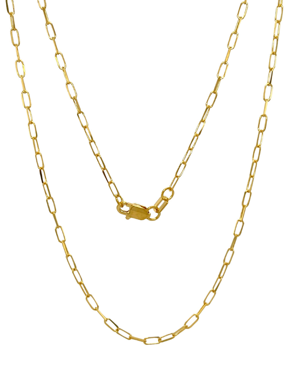 JEWELHEART 14K Solid Gold Cable Chain - 1.7mm Diamond Cut Yellow Gold Thin Paperclip Link Chain Necklace For Women - Dainty Real Gold Pendant Necklace with Lobster Clasp 16"
